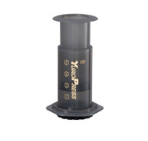 Black Yama Press coffee plunger on a white background
